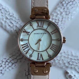 Anne Klein pale pink strap large face watch